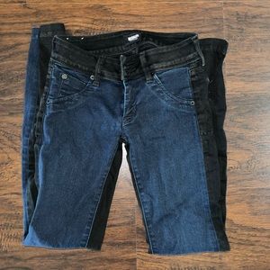 Hudson Vice Versa Collin Black Dark Blue Wash Colorblock Skinny Jeans 24
